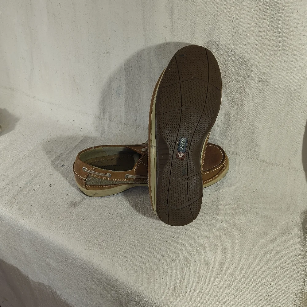 Men's Size 13 M  Brown Leather And Canvas Boat Shoes by Bass & CO